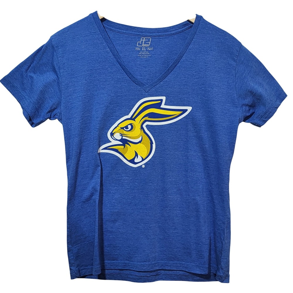 J2 Sport South Dakota State Jackrabbits Blue V-Neck Graphic Tee Womens XL